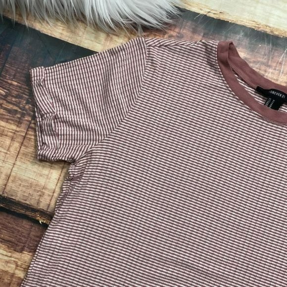 RELISTED Forever 21 Pink White Stripe Crop Top - Picture 3 of 6